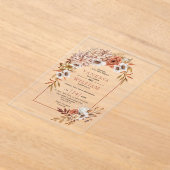 Arch met herfstbloemen en bladeren herfst bruiloft acryl uitnodigingen (Laagn)