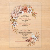 Arch met herfstbloemen en bladeren herfst bruiloft acryl uitnodigingen (Voorkant)