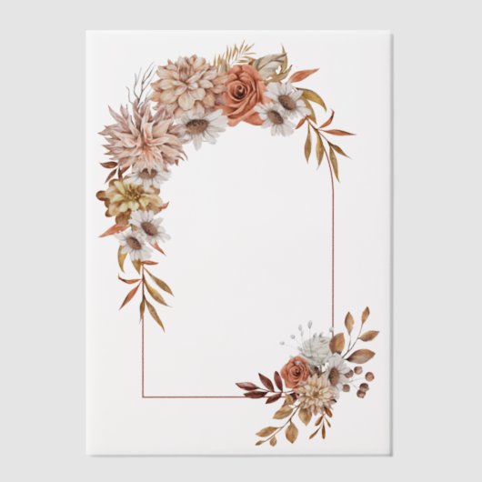 Arch met herfstbloemen en bladeren herfst bruiloft vellum uitnodigingen (Voorkant)
