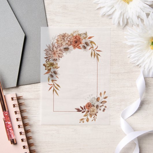 Arch met herfstbloemen en bladeren herfst bruiloft vellum uitnodigingen (Huwelijk)