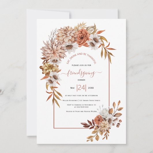 Arch met herfstbloemen terracotta-vriendschap kaart (Voorkant)