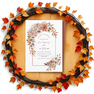 Arch met herfstbloemen terracotta-vriendschap kaart