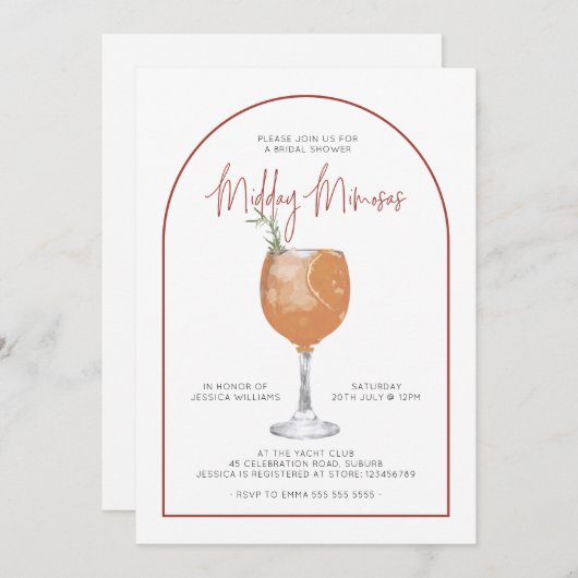 Arch Minimalist Midday Mimosas Vrijgezellenfeest Kaart (Voorkant / Achterkant)