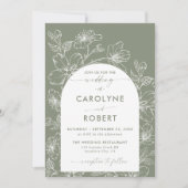 Arch minimalistisch salie groen boho bruiloft foto kaart (Voorkant)