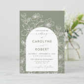 Arch minimalistisch salie groen boho bruiloft foto kaart (Staand voorkant)