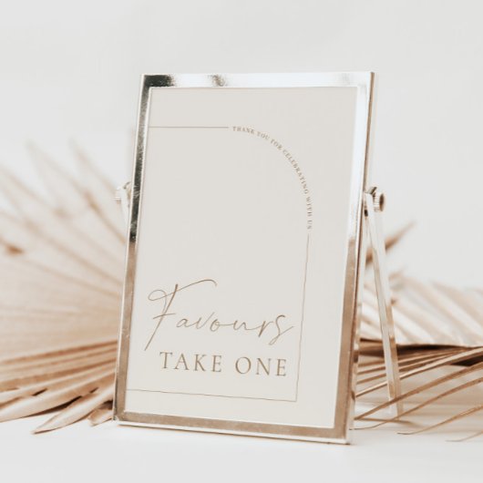 Arch Modern Calligraphy Favors Wedding Sign Kaart