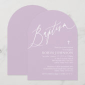 Arch Modern Dusty Paarse Kruis Baby Meisje Doop Kaart (Voorkant / Achterkant)