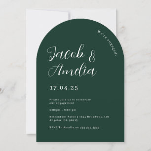 Arch Modern Green Emerald Engagement Party Kaart