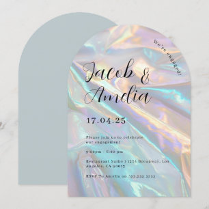 Arch Modern Holografische Verlovingsfeest Kaart