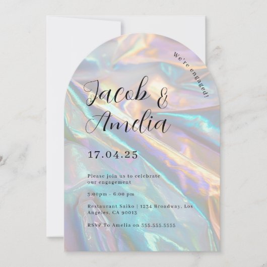 Arch Modern Holographic Engagement Party Kaart (Voorkant)