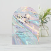Arch Modern Holographic Engagement Party Kaart (Staand voorkant)