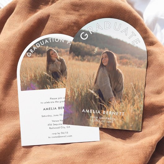 Arch Modern Photo Graduation Party Uitnodiging