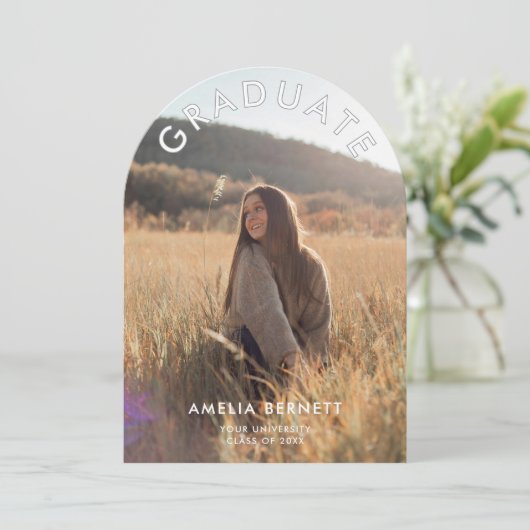 Arch Modern Photo Graduation Party Uitnodiging (Staand voorkant)