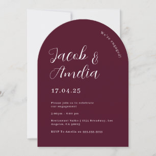 Arch Modern Plum Engagement Party Kaart