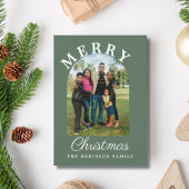 Arch Modern Script Foto Kerstmis Feestdagenkaart