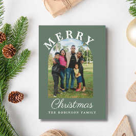 Arch Modern Script Foto Kerstmis Feestdagenkaart