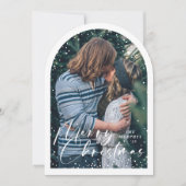 Arch Modern Snow Globe Merry Christmas Photo Card Kaart (Voorkant)