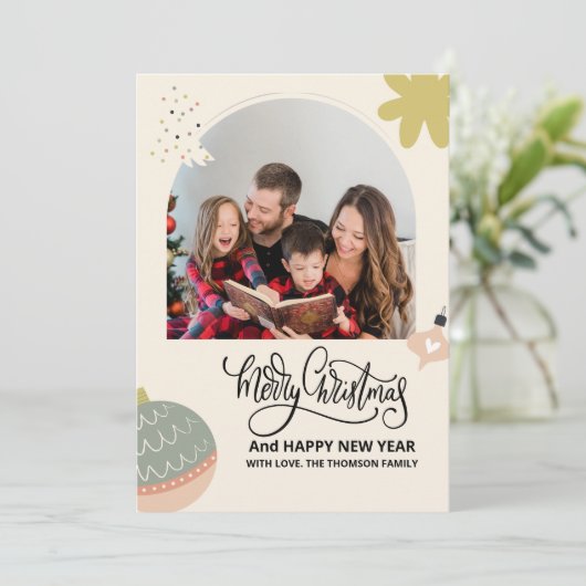 Arch Modern Wat een jaar in de Review Vrolijk Kers Kaart (Staand voorkant)