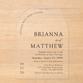 Arch Modern Zwart-wit minimalistische bruiloft Acryl Uitnodigingen (Voorkant)