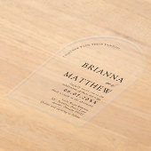 Arch Modern Zwart-wit minimalistische bruiloft Acryl Uitnodigingen (Laagn)