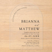 Arch Modern Zwart-wit minimalistische bruiloft Acryl Uitnodigingen (Voorkant)