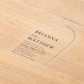 Arch Modern Zwart-wit minimalistische bruiloft Acryl Uitnodigingen (Laagn)