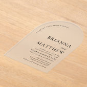 Arch Modern Zwart-wit minimalistische bruiloft Acryl Uitnodigingen (Laagn)