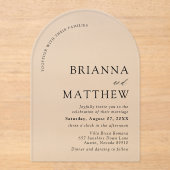 Arch Modern Zwart-wit minimalistische bruiloft Acryl Uitnodigingen (Voorkant)