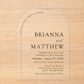 Arch Modern Zwart-wit minimalistische bruiloft Acryl Uitnodigingen (Voorkant)