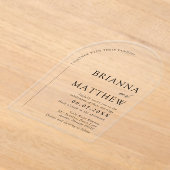 Arch Modern Zwart-wit minimalistische bruiloft Acryl Uitnodigingen (Laagn)