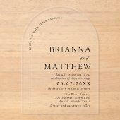 Arch Modern Zwart-wit minimalistische bruiloft Acryl Uitnodigingen (Voorkant)