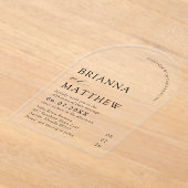 Arch Modern Zwart-wit minimalistische bruiloft Acryl Uitnodigingen (Laagn)