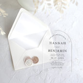 Arch Modern Zwart-wit minimalistische bruiloft Acryl Uitnodigingen