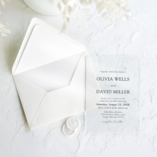 Arch Modern Zwart-wit minimalistische bruiloft Acryl Uitnodigingen