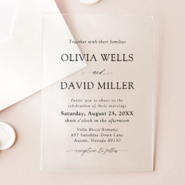 Arch Modern Zwart-wit minimalistische bruiloft Acryl Uitnodigingen