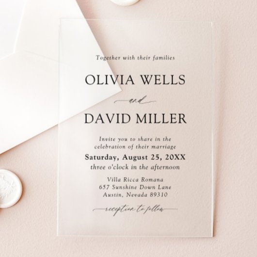 Arch Modern Zwart-wit minimalistische bruiloft Acryl Uitnodigingen