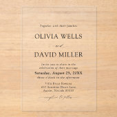 Arch Modern Zwart-wit minimalistische bruiloft Acryl Uitnodigingen (Voorkant)