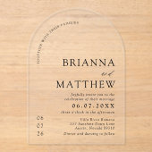 Arch Modern Zwart-wit minimalistische bruiloft Acryl Uitnodigingen (Voorkant)