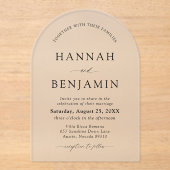 Arch Modern Zwart-wit minimalistische bruiloft Acryl Uitnodigingen (Voorkant)