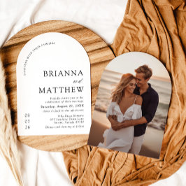 Arch Modern Zwart-wit minimalistische bruiloft Kaart