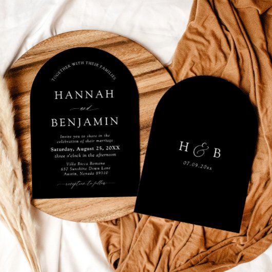 Arch Modern Zwart-wit minimalistische bruiloft Kaart