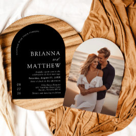 Arch Modern Zwart-wit minimalistische bruiloft Kaart