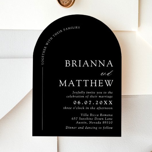 Arch Modern Zwart-wit minimalistische bruiloft Kaart