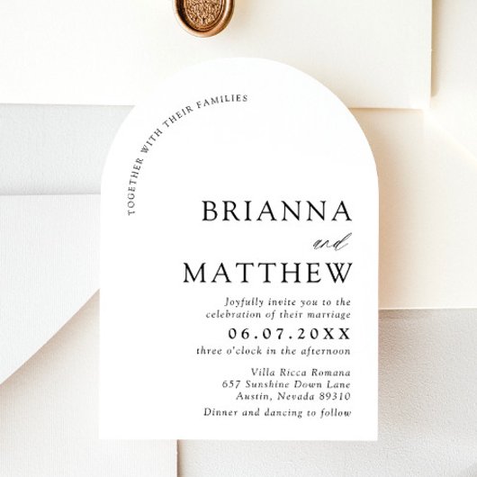 Arch Modern Zwart-wit minimalistische bruiloft Kaart