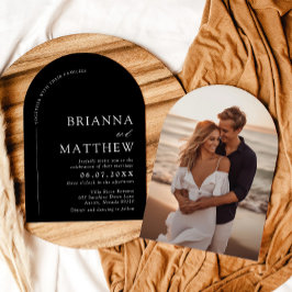 Arch Modern Zwart-wit minimalistische bruiloft Kaart