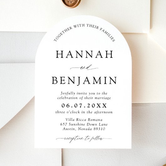 Arch Modern Zwart-wit minimalistische bruiloft Kaart