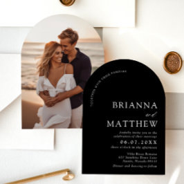 Arch Modern Zwart-wit minimalistische bruiloft Kaart