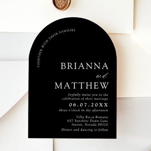 Arch Modern Zwart-wit minimalistische bruiloft Kaart