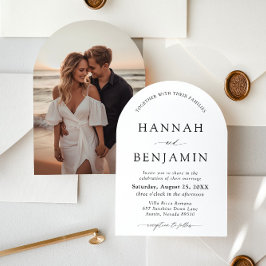 Arch Modern Zwart-wit minimalistische bruiloft Kaart