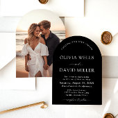 Arch Modern Zwart-wit minimalistische bruiloft Kaart